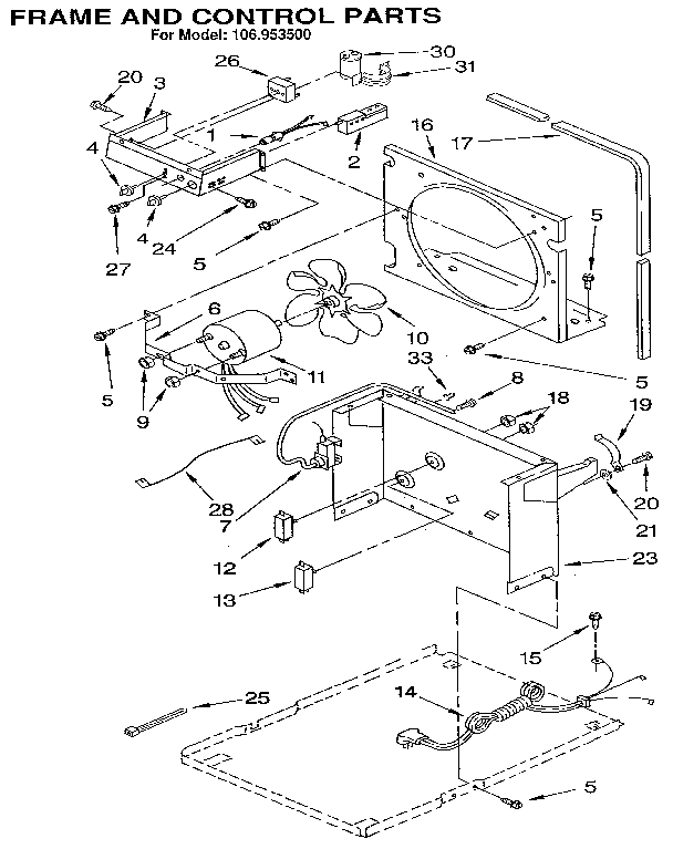 Kenmore 106953500 frame and control diagram