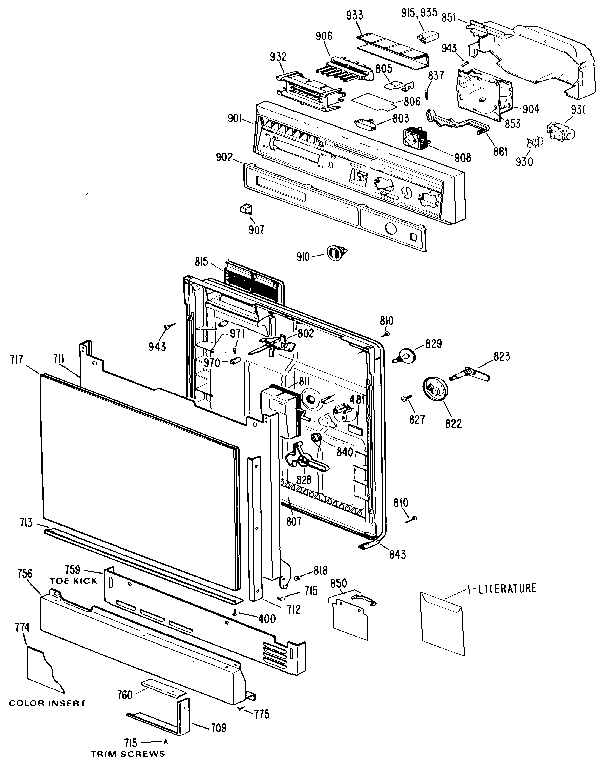 Kenmore 3631410694 escutcheon and door diagram