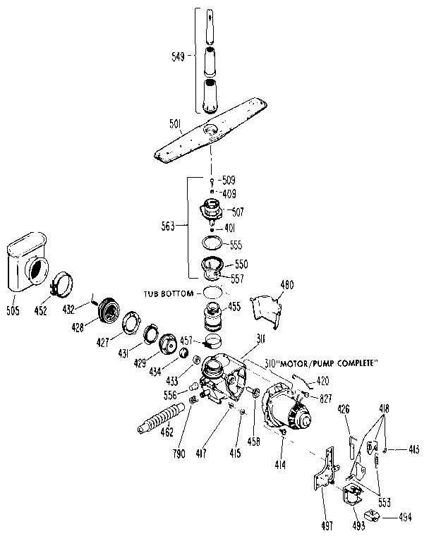 Kenmore 3631410694 motor-pump mechanism diagram