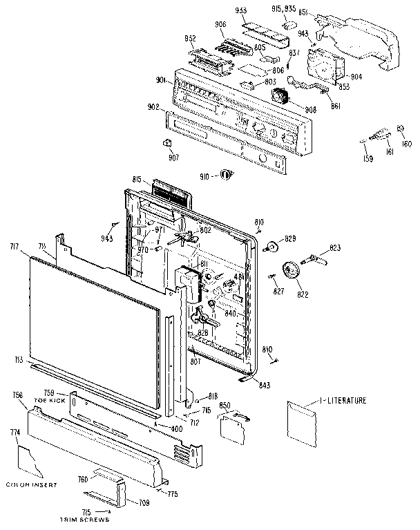 Kenmore 3631431591 escutcheon and door diagram