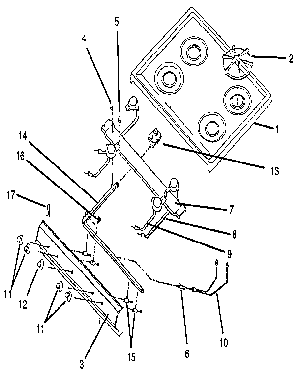 Kenmore 9607402190 top and burner diagram
