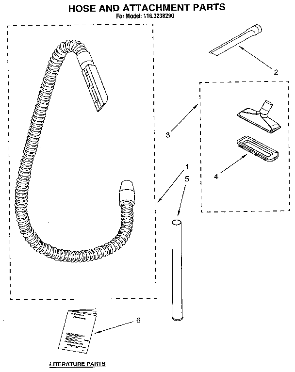 Kenmore 1163238290 hose and attachment diagram