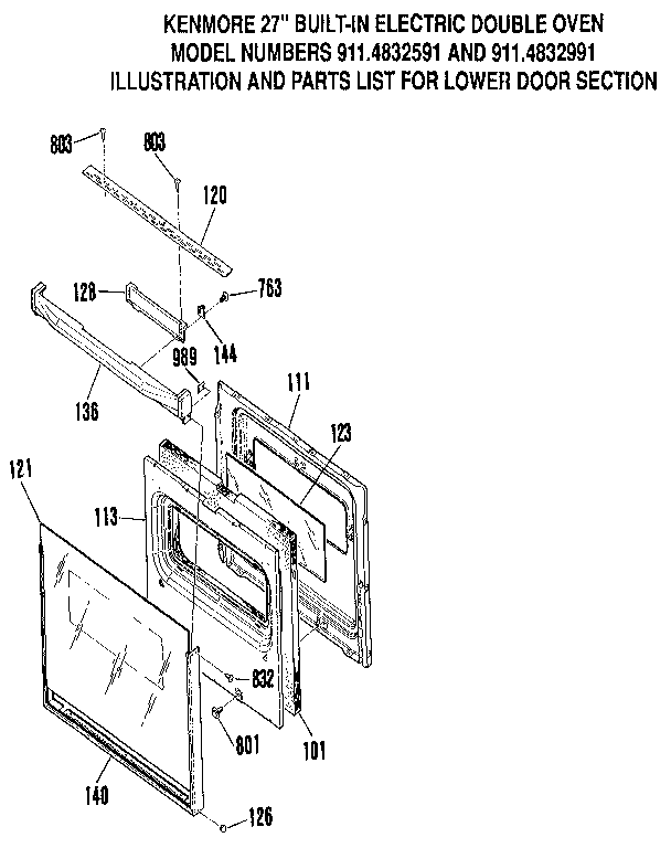 Kenmore 9114832591 lower door section diagram