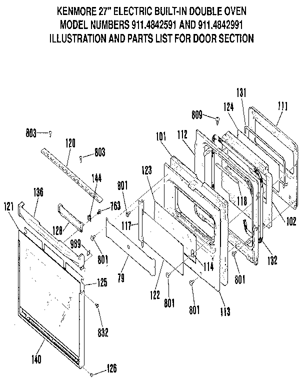 Kenmore 9114842991 door section diagram