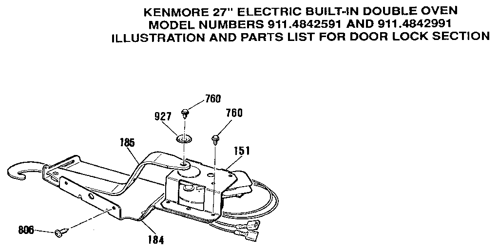 Kenmore 9114842991 door lock section diagram