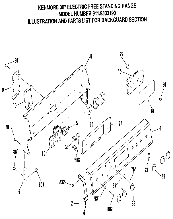 Kenmore 9119333190 back guard section diagram