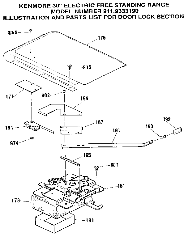Kenmore 9119333190 door lock section diagram