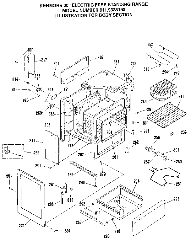 Kenmore 9119333190 body section diagram