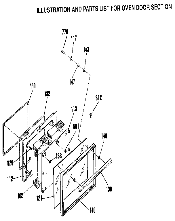 Kenmore 9119333190 oven door section diagram