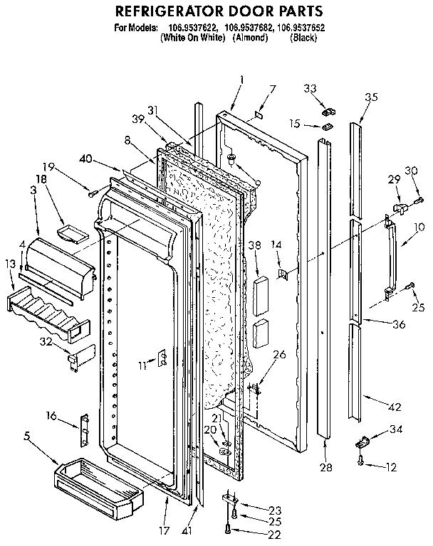 Kenmore 1069537652 refrigerator door diagram