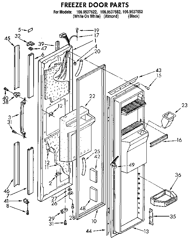 Kenmore 1069537652 freezer door diagram