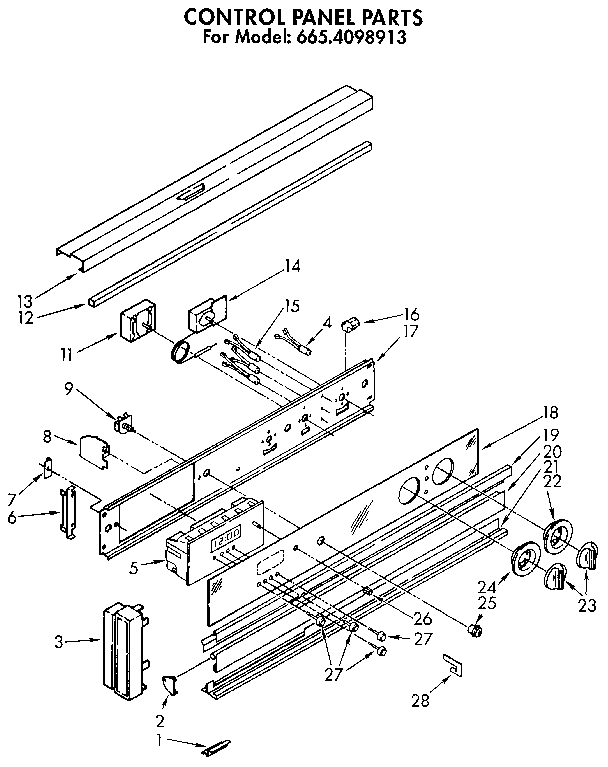 Kenmore 6654098913 control panel diagram
