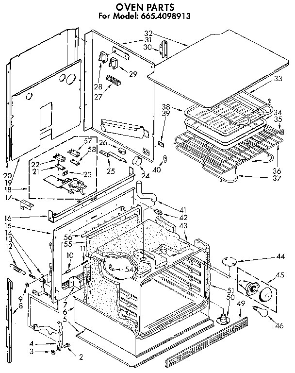 Kenmore 6654098913 oven diagram
