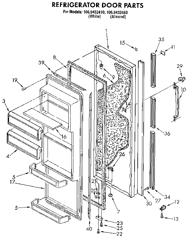 Kenmore 1069432480 refrigerator door diagram