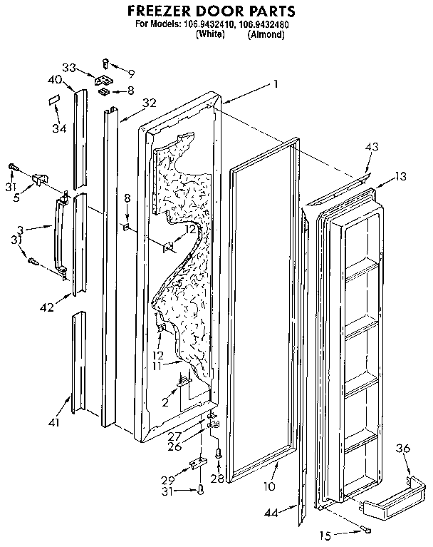 Kenmore 1069432480 freezer door diagram