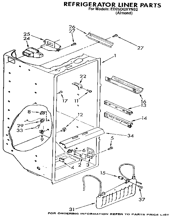 Whirlpool ED25DQXYN02 refrigerator liner diagram