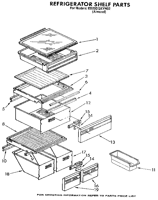 Whirlpool ED25DQXYN02 refrigerator shelf diagram