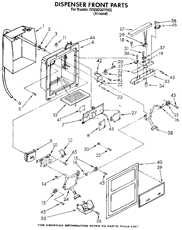 Whirlpool ED25DQXYN02 dispenser front diagram
