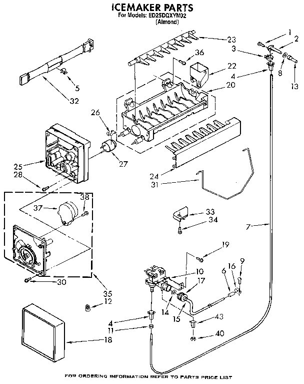 Whirlpool ED25DQXYN02 ice maker diagram
