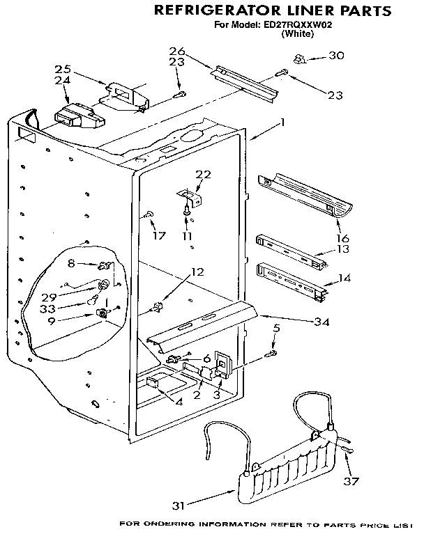 Whirlpool ED27RQXXW02 refrigerator liner diagram