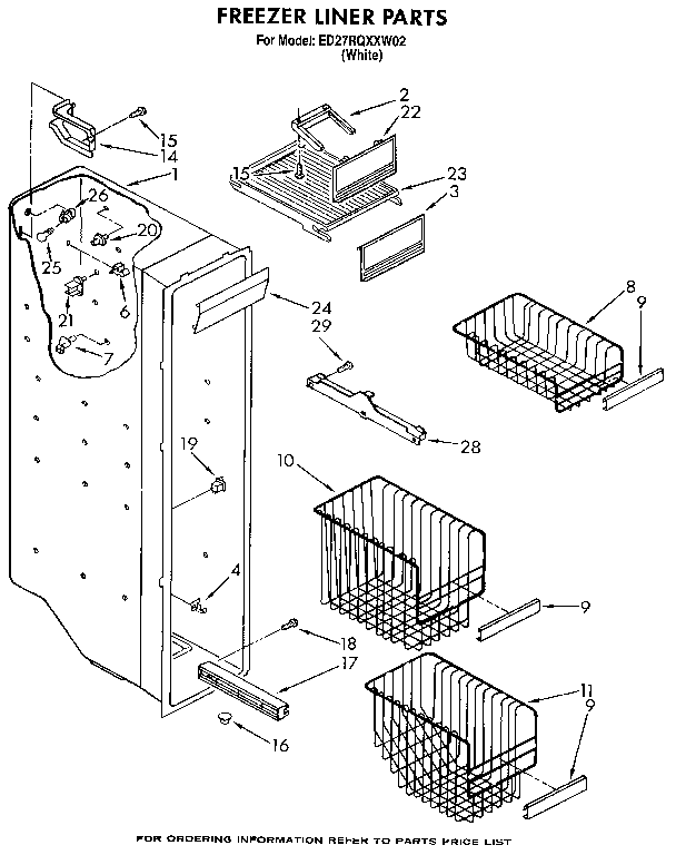 Whirlpool ED27RQXXW02 freezer liner diagram