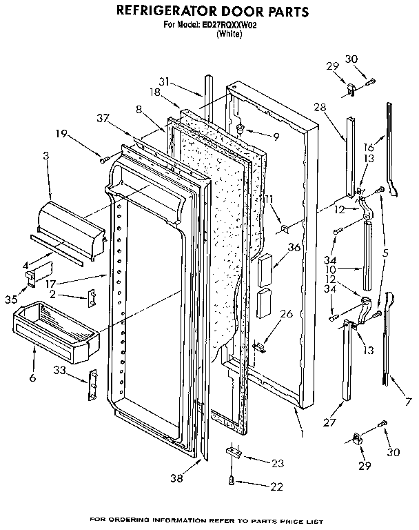 Whirlpool ED27RQXXW02 refrigerator door diagram