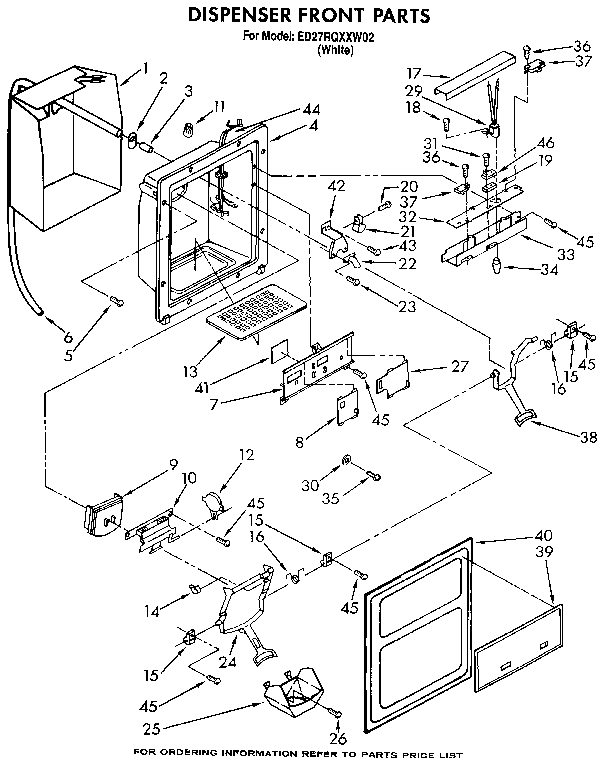 Whirlpool ED27RQXXW02 dispenser front diagram