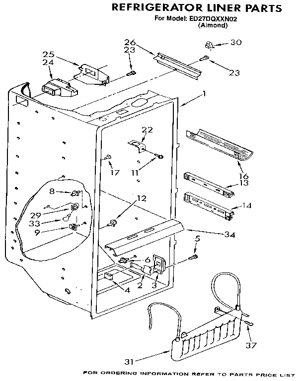 Whirlpool ED27DQXXN02 refrigerator liner diagram