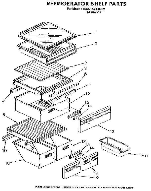Whirlpool ED27DQXXN02 refrigerator shelf diagram