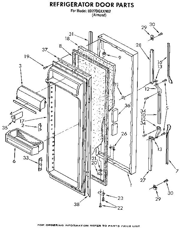 Whirlpool ED27DQXXN02 refrigerator  door diagram