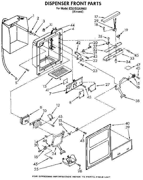 Whirlpool ED27DQXXN02 dispenser front diagram