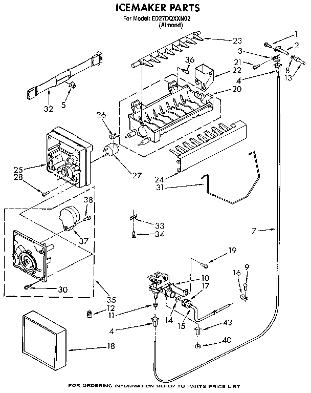Whirlpool ED27DQXXN02 ice maker diagram