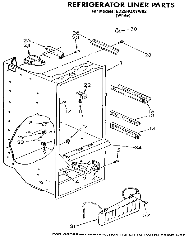 Whirlpool ED25RQXYW02 refrigerator liner diagram