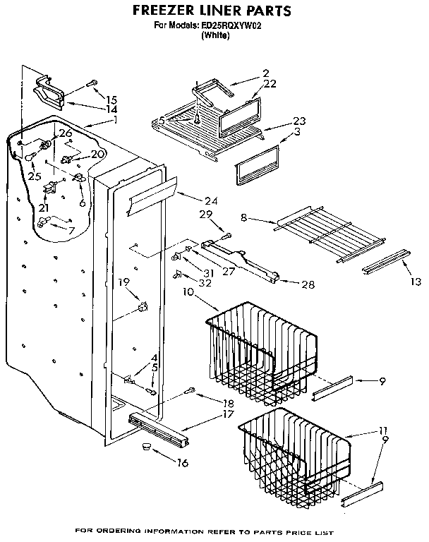 Whirlpool ED25RQXYW02 freezer liner diagram