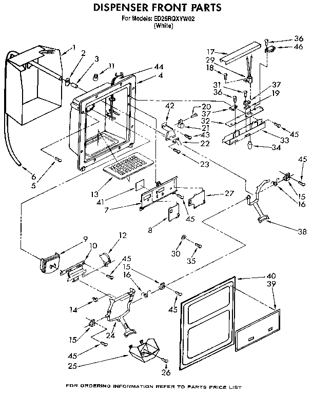 Whirlpool ED25RQXYW02 dispenser front diagram