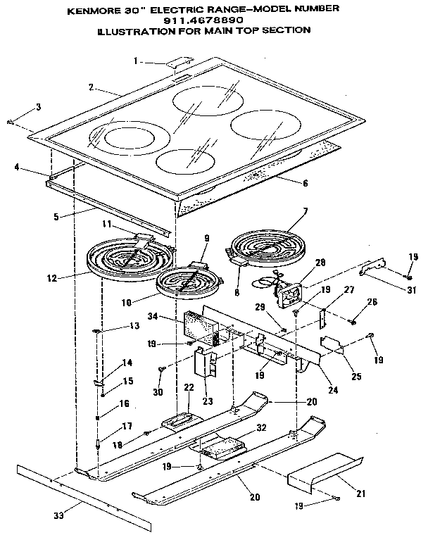 Kenmore 9114678810 main top section diagram