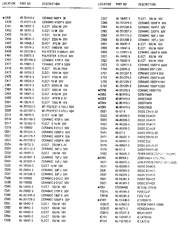LXI 56443218192 chassis electrical parts list diagram