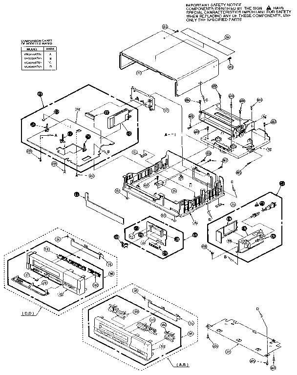 Magnavox VC4310AT01 chassis frame & casing parts section diagram