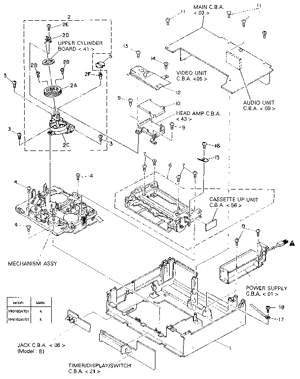 Magnavox VR9160AT01 chassis & cylinder diagram