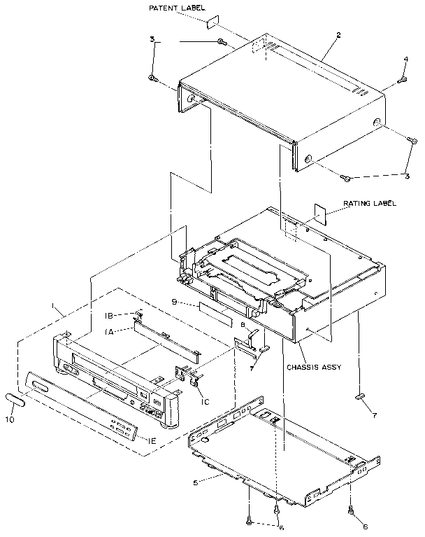 Magnavox VR9160AT01 cabinet section diagram