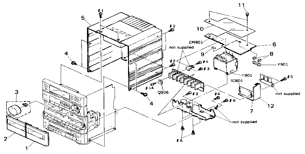 Sony HCD-H1200 case, power section diagram