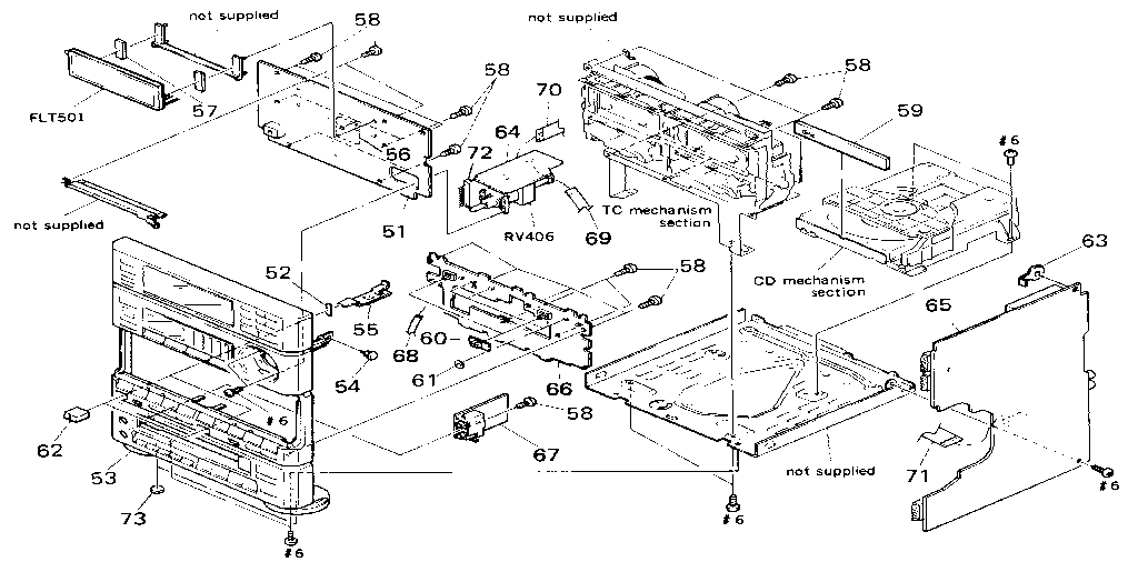 Sony HCD-H1200 front panel, main board section diagram