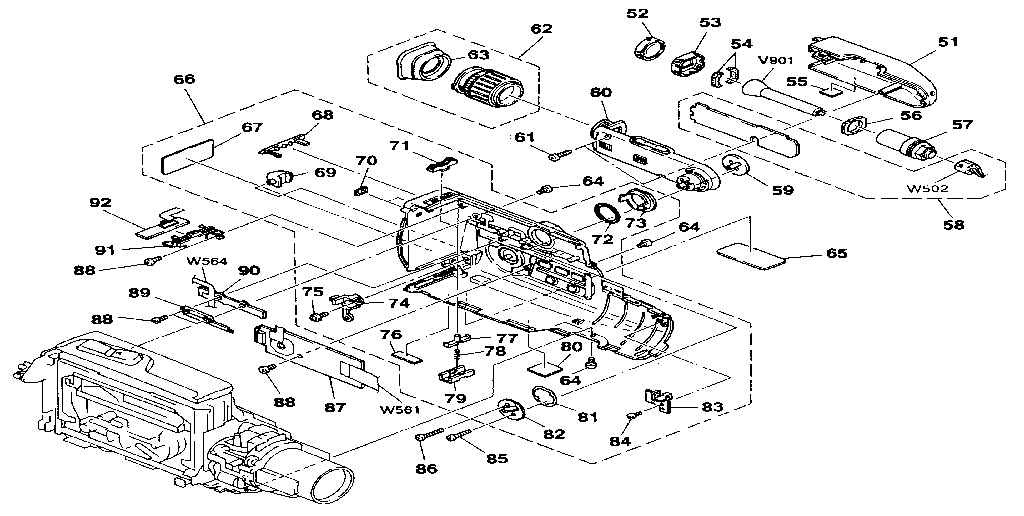 Sony CCD-FX310 cabinet (r), evf assembly diagram
