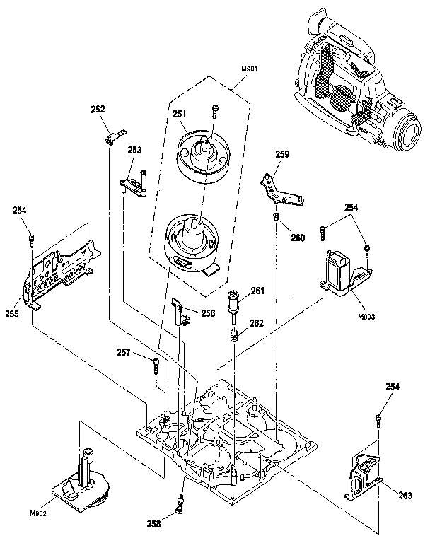 Sony CCD-FX310 mechanism chassis assembly (1) diagram