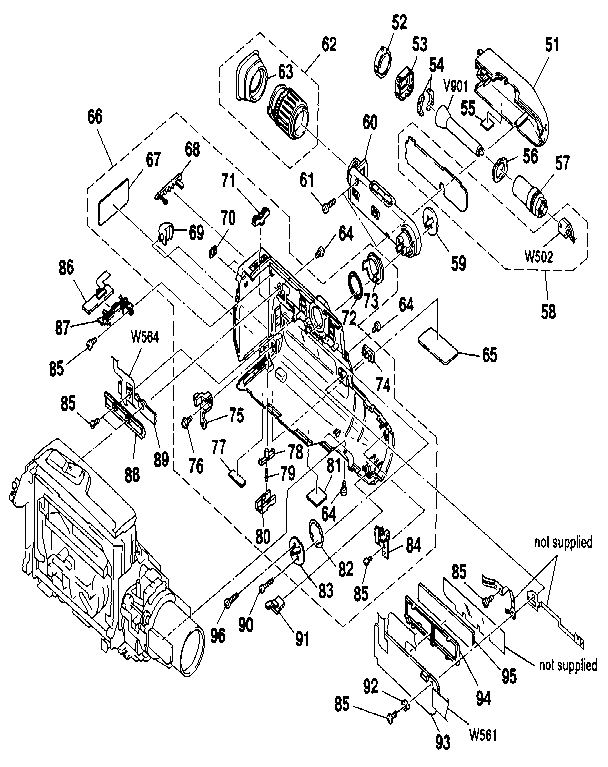 Sony CCD-FX511 cabinet (r), evf assembly diagram