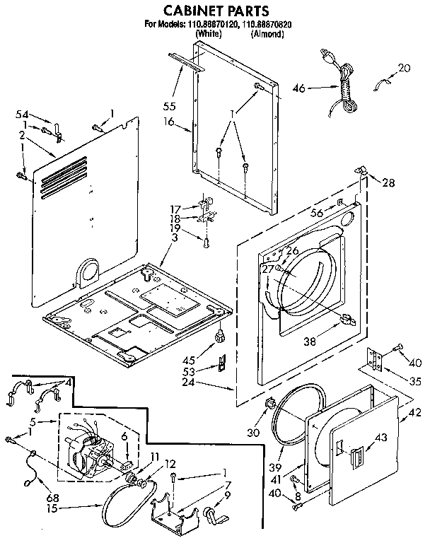 Kenmore 11088870820 cabinet diagram