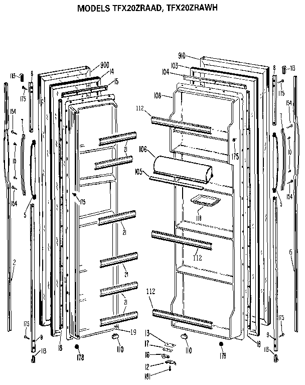 GE TFX20ZRAAD doors diagram