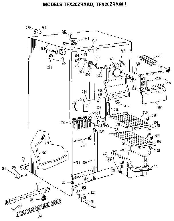 GE TFX20ZRAAD freezer section diagram