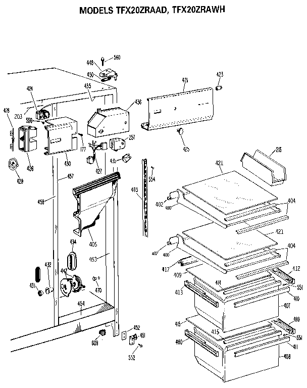 GE TFX20ZRAAD fresh food section diagram