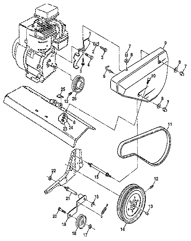 Craftsman 917295350 belt guard and pulley assembly diagram